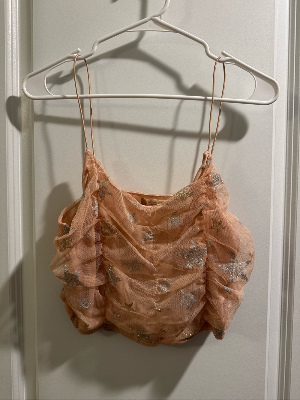 Altar'd State Peach Star-Embellished Ruffle Tank
